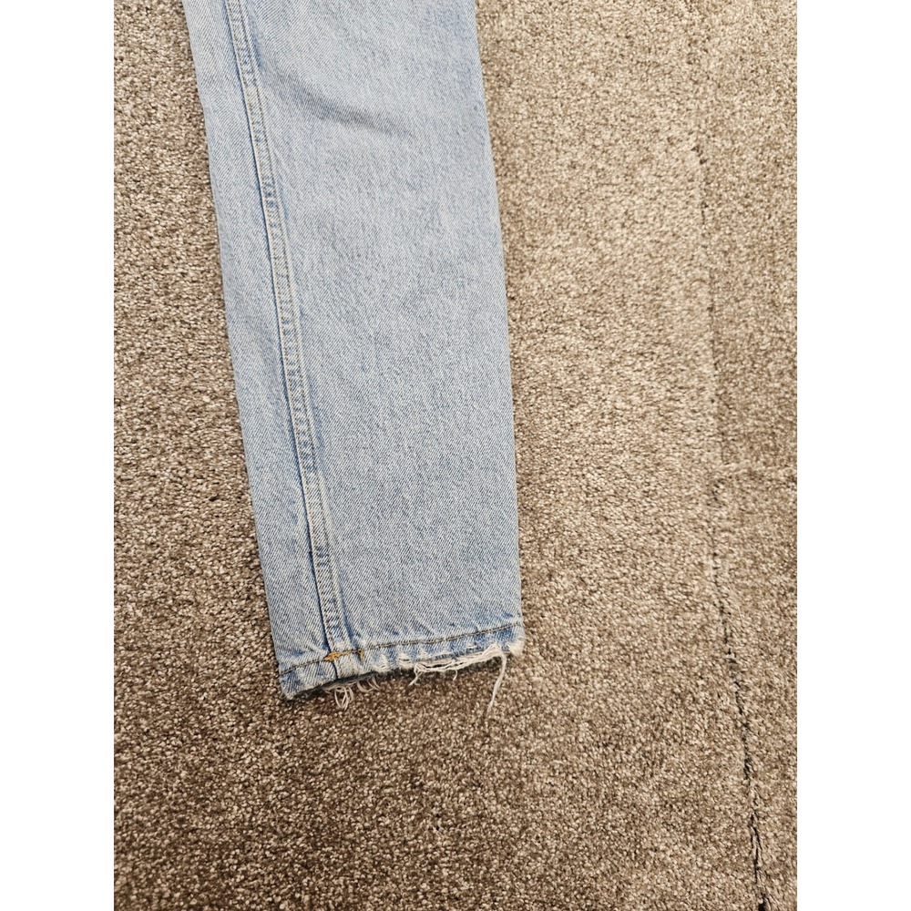 Zara Denim Light Wash Distressed High Rise Straight Leg Jeans - Picture 4 of 16